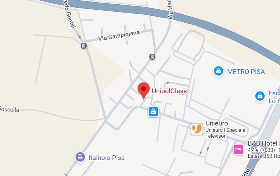 posizione sulla mappa della sede di glass device a Pisa